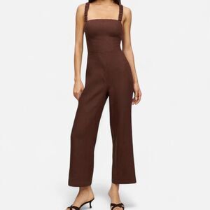Reformation Harlow Linen Jumpsuit Size 4 | Brown Sustainable Minimal Chic
